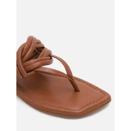 Tao Paris Women Tan T Strap Slip On Flats image 5