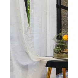 Urban Space Gold Foil Sheer Curtains For Window - Sparkle White (pack Of 2) (5x4 Feet) image 1
