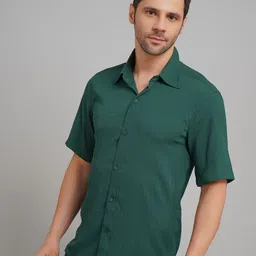 Kasendra Men Comfort Fit Textured Spread Collar Casual Shirt image 2