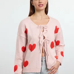 Trendyol Women Self Design Front Tie-Up Cardigan-picture-13