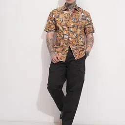 HIGHLANDER Men Abstract Printed Spread Collar Casual Shirt image 2