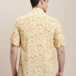 Turtle Floral Printed Cuban Collar Relaxed Slim Fit Shirt image 4