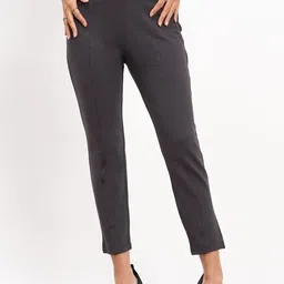 SALT ATTIRE Women Smart Slim Fit High-Rise Joggers Trousers-image-93