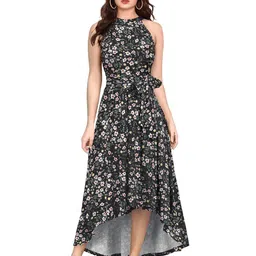 SZN Floral Print Halter Neck Fit & Flare Midi Dress-image-76