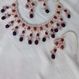 Gyaan Jewels Gold-Plated Stone Studded & Beaded Jewellery Set-picture-49