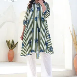 Indo Era Women Printed Regular Pure Cotton Kurta with Trousers image 5
