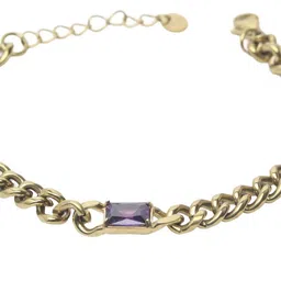 VIARI ACCESSORIES Unisex Stainless Steel Gold-Plated Stones Studded Link Bracelet image 4