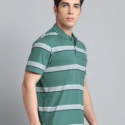 Monte Carlo Men Striped Polo Collar Pockets T-shirt image 4