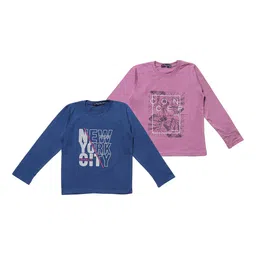NeuVin Kids Pack Of 2 Typography Printed Round Neck T-shirts-image-96
