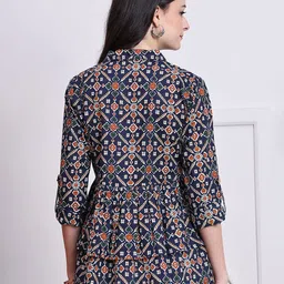 KALINI Women Shirt Collar Ethnic Motifs Printed Layered Ethnic Tunic image 3