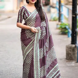 Peachmode Purple Silk Blend Printed Sarees-picture-32