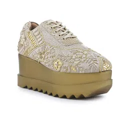 Anaar Women Woven Design High-Top Sneakers image 1