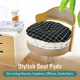 Kuber Industries Black Printed Sitting Chair Cushion Pads image 2