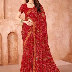 KALINI Bandhani Print Bandhani Saree With Matching Blouse Piece-picture-29