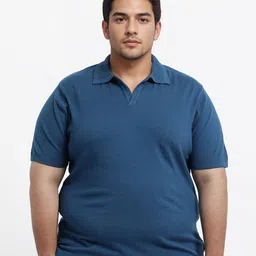 RARE RABBIT Men Plus Size Solid Polo Collar Cotton Boxy T-shirt-picture-28