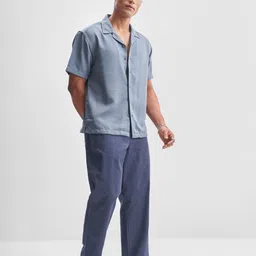 HIGHLANDER Men Solid Cuban Collar Casual Shirt image 3