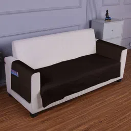 HOKIPO Brown Self Design Polyester 2 Seater Sofa Cover With Arms image 3