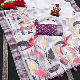 AG TEXTILE Floral Art Silk Bandhani Saree image 4