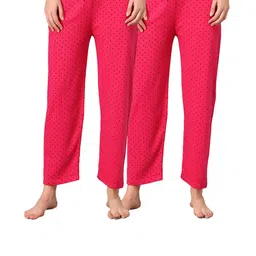 FIT N FAME Women Set Of 2 Red Polka Dots Printed Cotton Pajamas-image-59