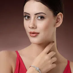 ZENEME American Diamond Rhodium-Plated Bangle-Style Bracelet image 4