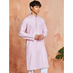 VASTRAMAY Striped Embroidered Thread Work Jacquard Straight Kurta image 3