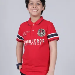Cantabil Boys Typography Printed Polo Collar T-shirt-picture-58