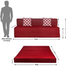 Solis Primus Comfort for all Maroon Foam Fold Out Sofa Cum Bed image 2
