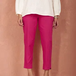 TWIN BIRDS Women Relaxed Straight Fit Easy Wash Trousers-image-34