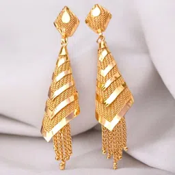 MA FASHION Gold-Plated Contemporary Drop Earrings-picture-28