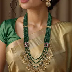Kalakrith Milano Stone Studded & Rajvi Multilayer Beaded Jewellery Set image 5