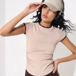Ajile by Pantaloons Round Neck Short Sleeve Raglan Sleeves Cotton Top-picture-38