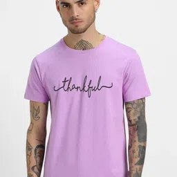 hesha Lavender Typography Printed Round Neck Regular Fit T-shirt-picture-40