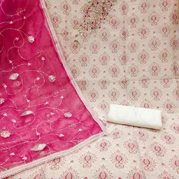 SAINOOR Sai Floral Printed Beads & Stones Modal Cotton Unstitched Dress Material image 5