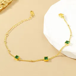 MYKI Stainless Steel Gold-Plated Artificial Stones Studded Link Bracelet-picture-17