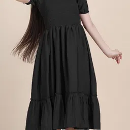 DEKLOOK Puff Sleeve Crepe Formal Fit & Flare Dress image 4
