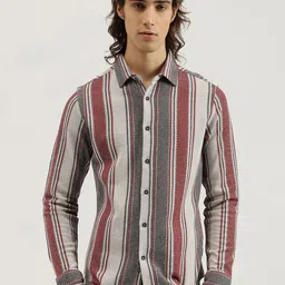 United Colors of Benetton Men Slim Fit Vertical Striped Spread Collar Casual Shirt-picture-36