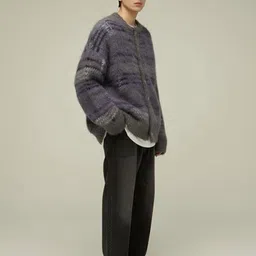 Mast & Harbour Men Striped Cardigan with Fuzzy Detail image 5