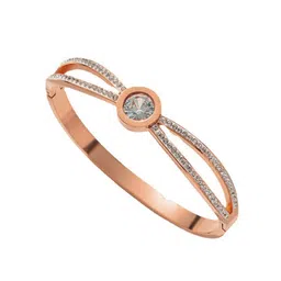 GOLDIWALA Women Cubic Zirconia Rose Gold-Plated Bangle-Style Bracelet image 5