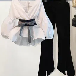 Alamode By Akanksha Luxury Bubble Sleeves Pure Cotton Tunic With Pants Co-Ords-image-94