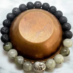 Gems Guru Natural Lava Buddha Labradorite Bracelet image 5