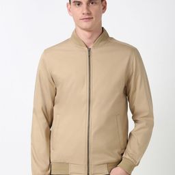 Peter England Casuals Men Stand Collar Solid Casual Bomber Jacket-picture-46
