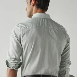 Reid & Taylor Men Comfort Slim Fit Micro Checked Spread Collar Pure Cotton Formal Shirt image 3