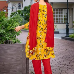 Royal Export Floral Printed Straight Kurta With Trousers & Dupatta image 4