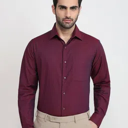 Raymond Men Smart Slim Fit Solid Spread Collar Cotton Formal Shirt-picture-31