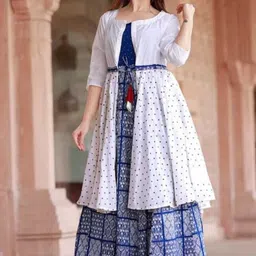 Niona Ethnic Motifs Printed Flare Kurta With Jacket-picture-19