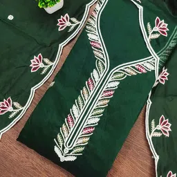 KALINI Women Cotton Blend Embellished Dress Material-image-80