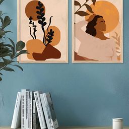 Kotart Beige & Brown 2 Pieces Abstract Wooden Wall Arts-picture-30