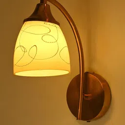 SOMIL Yellow & White Printed Glass Cylinder Shaped Wall Lamp-image-67