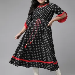 IKRASS Abstract Printed Embroidered Midi Dress-image-61