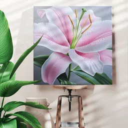 Myntra Elegant Homes Pink & Green Floral Printed Canvas Wall Art image 3